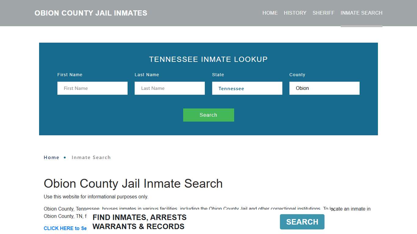 Obion County, TN Detainee Lookup